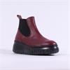 Wonders Platform Chunky Sole Gusset Boot - Burgundy Leather